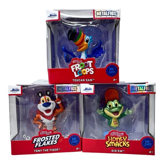 Jada Kelloggs METALFIGS Complete Set of 3 Froot Loops‎ Tony Tiger Sugar Smacks